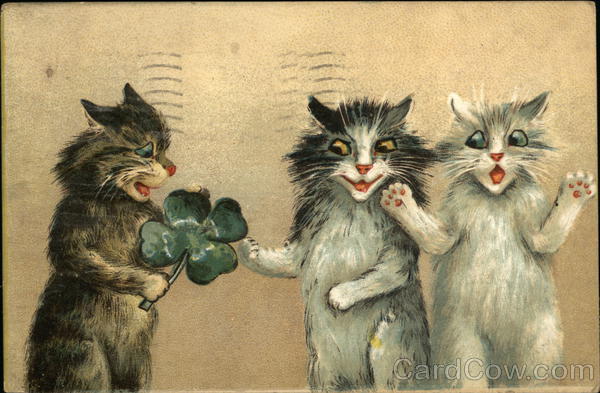 Anthropomorphic Kittens with 4 Leaf Clover Cats