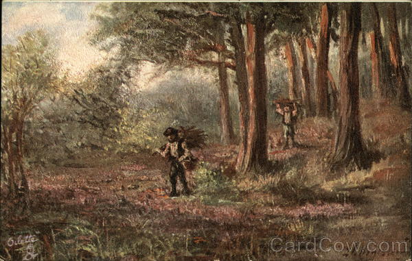 Gathering Wood in the Forest Tuck's Oilette Series