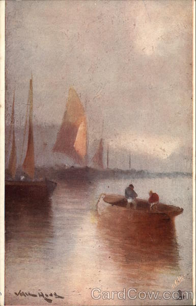 Evening Glow - Sail Boats Tuck's Oilette Series