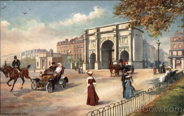 London Marble Arch Scene with People Traveling