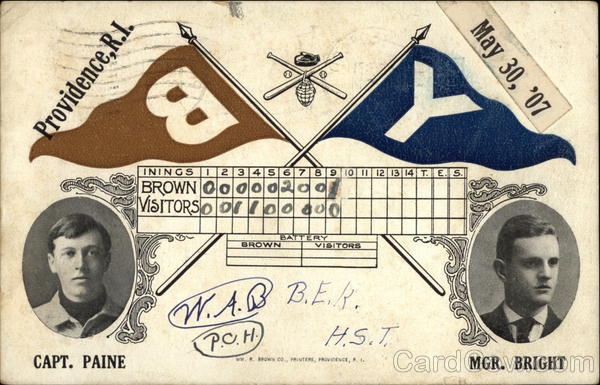 Rare Brown Vs. Yale Baseball Scorecard May 30, 1907