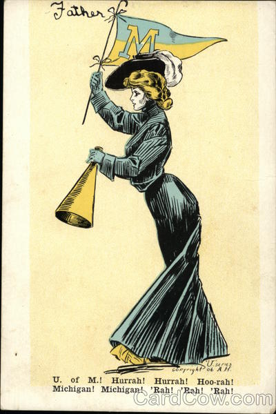 University of Michigan College Girl with Pennant College Girls