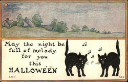 May the night be full of melody for you this Halloween Postcard