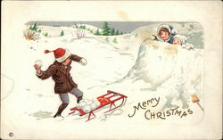 Children Playing in Snow Postcard