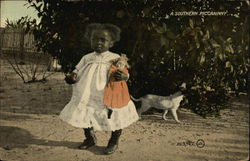 Young Black Girl Carrying Doll Postcard