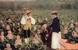 Garden of Love - Gardening in a Baby Cabbage Patch Postcard