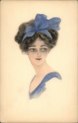 Bust View of Woman Looking off to the Side Postcard