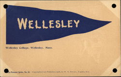 Wellesley College Flag Massachusetts School Pennants Postcard Postcard Postcard