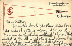 Santa Clara College Pennant Postcard