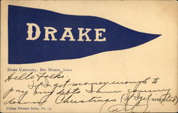 Drake University Flag Des Moines, IA School Pennants Postcard Postcard Postcard