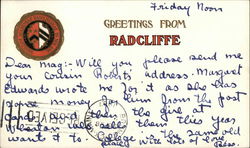 Greetings From Radcliffe Postcard