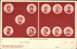 Harvard University 1905 Football Starting Roster Postcard