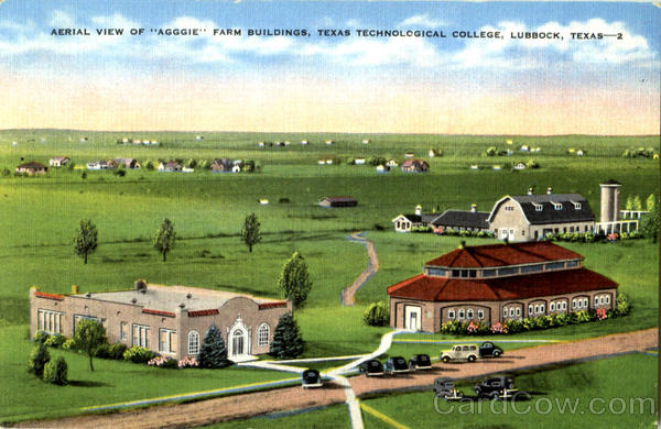 Aerial View Of Agggie Farm Building, Texas Technological College Lubbock