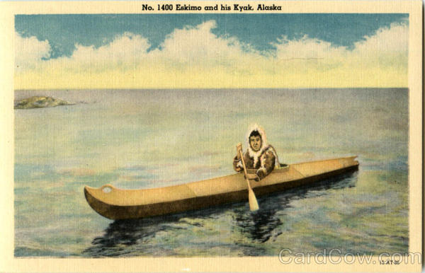 Eskimo And His Kyak Alaska Native Americana