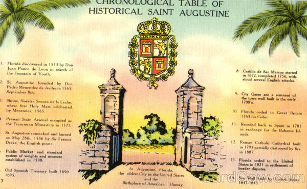 Chronological Table Of Historical Saint Augustine St. Augustine Florida Chronological Table Of Historical Saint Augustine St. Augustine Florida