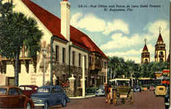 Post Office And Ponce De Leon Hotel Towers Postcard