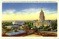 Bird's Eye View Of State Capitol Springfield, IL Postcard Postcard