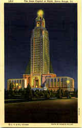 The State Capitol At Night Baton Rouge, LA Postcard Postcard