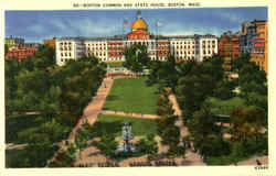 Boston Common And State House Postcard