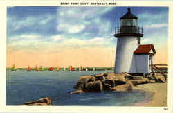 Brant Point Light Nantucket, MA Postcard Postcard