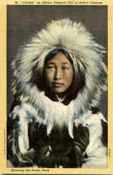 Obleka An Eskimo Glamour Girl In Native Costume Native Americana Postcard Postcard