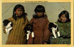 Six Little Arctic Natives, Alaska Postcard