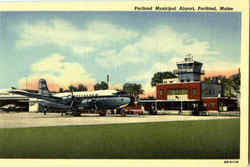 Portland Municipal Airport Maine Postcard Postcard