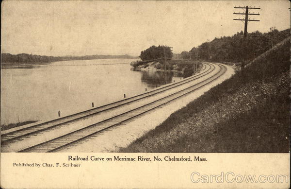Railroad Curve on Merrimac River North Chelmsford Massachusetts