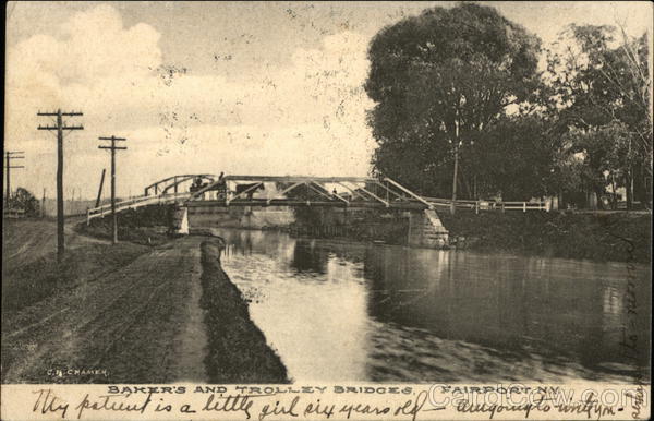 Baker's and Trolley Bridges Fairport New York C. P. Cramer