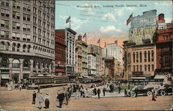 Woodward Ave, Looking North Detroit, MI Postcard Postcard Postcard