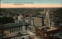 Bird's Eye View, Northeast from Monument Place Indianapolis, IN Postcard Postcard Postcard