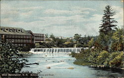 Bobbin Shop and River Manchester, NH Postcard Postcard Postcard