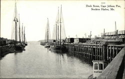 Dock Scene, Cape Jellison Pier, Stockton Harbor Stockton Springs, ME Postcard Postcard Postcard