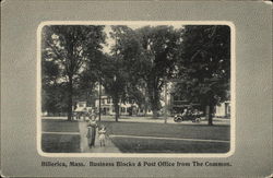 Business Blocks and Post Office From the Common Billerica, MA Postcard Postcard Postcard