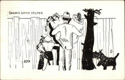 Daddy's Little Helper - Father & son Peeing Postcard