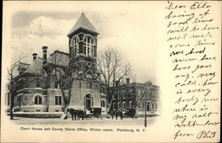 Court House and County Clerks Office - Winter Scene Postcard