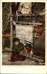 Navajo Weaver, Aged Six Years Postcard