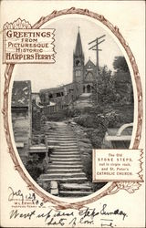 Old Stone Steps and St. Peter's Catholic Church Harpers Ferry, WV Postcard Postcard Postcard