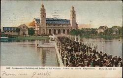 Government Building and Bridge of All nations 1905 Lewis & Clark Exposition Postcard Postcard Postcard