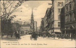 Tremont St. and Park St. Church Boston, MA Postcard Postcard Postcard