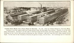 United Shoe Mach. Co.'s New Plant Beverly, MA Postcard Postcard Postcard