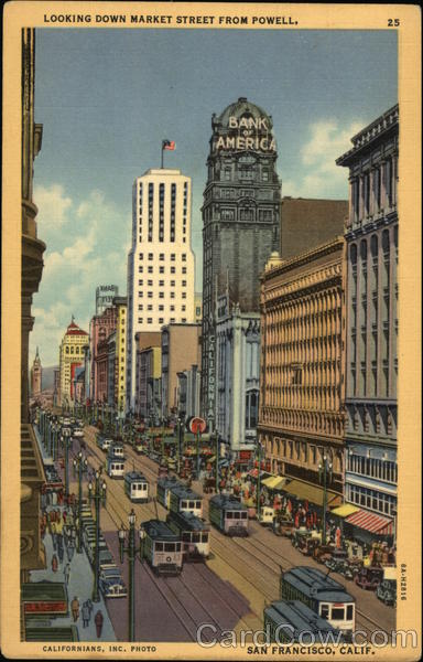 Looking Down Market Street from Powell San Francisco California