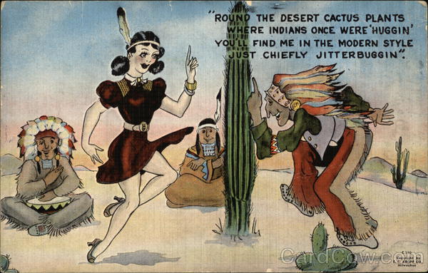 Indians Dancing Around Cactus With Girl Comic, Funny