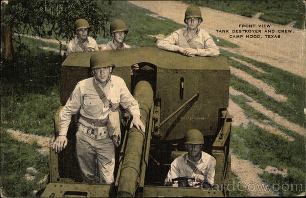 Front View, Tank Destroyer and Crew Camp Hood Texas