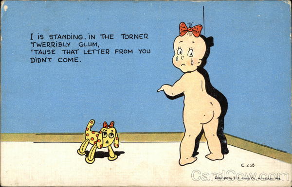 Crying Baby Standing in Corner Comic, Funny