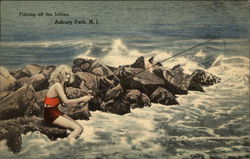 Fishing off the Jetties Asbury Park, NJ Postcard Postcard Postcard