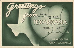 Greetings from Texarkana Texas Postcard Postcard Postcard