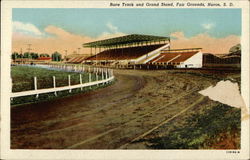 Race Track and Grand Stand, Fair Grounds Huron, SD Postcard Postcard Postcard