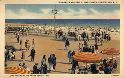 Boardwalk and Beach Jones Beach, NY Postcard Postcard Postcard