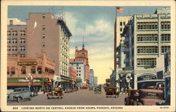 Looking North on Central Avenue from Adams Postcard